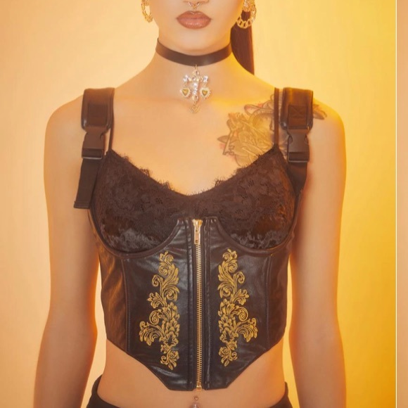 Dolls Kill Tops - Horoscopez Bold Beauty underbust Western leather corset